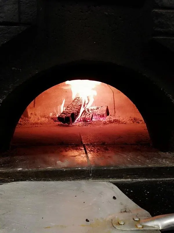 Fire in the wood oven